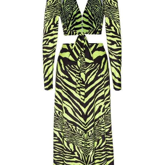 Afrm Assi Cutout Dress - Neon Zebra size M - Picture 2 of 5